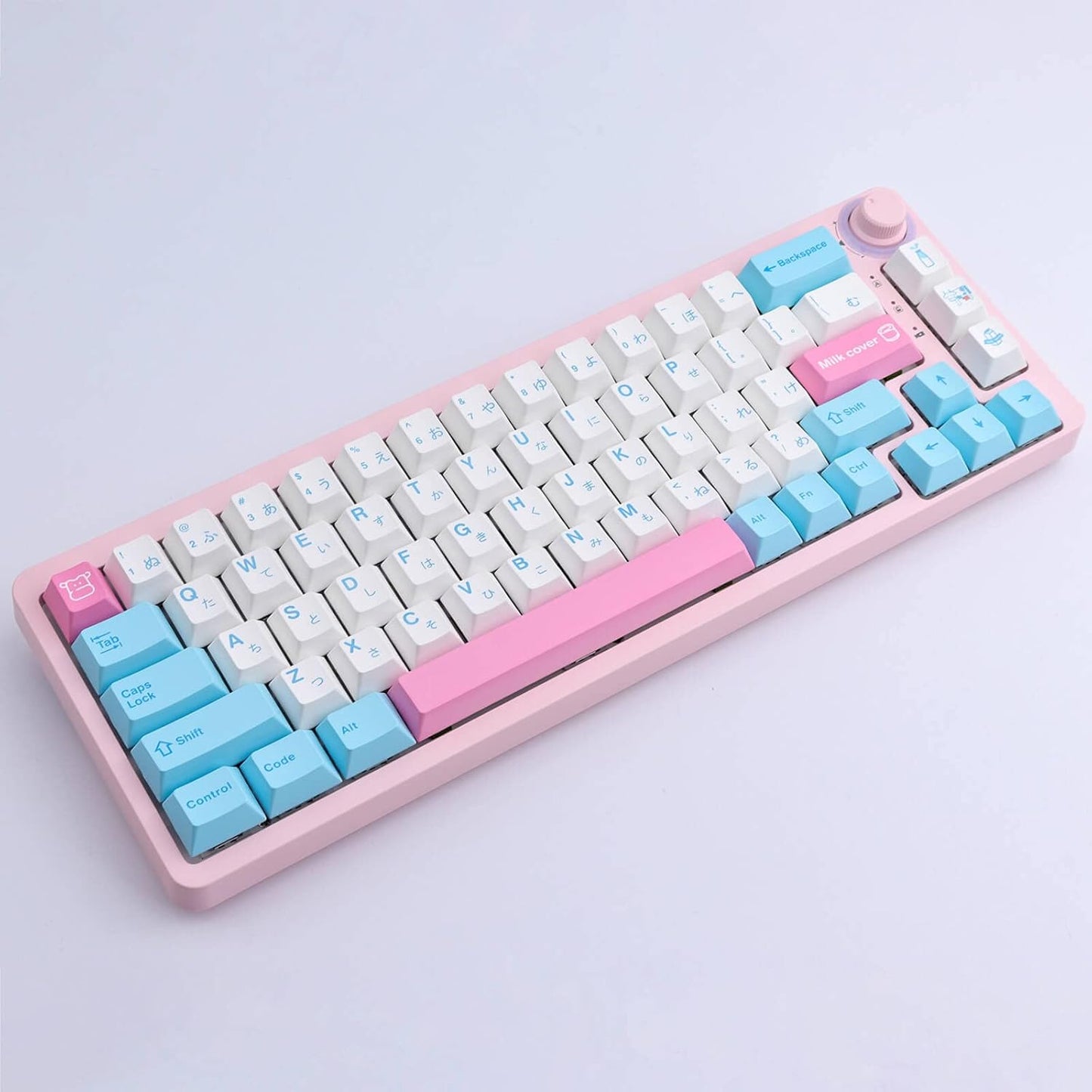 Hyekit 140 Key PBT Dye-Sublimation Milk Keycaps - Cherry Profile Cute Keycaps for 61/87/104/108/84/64/98/96 Mechanical Keyboard
