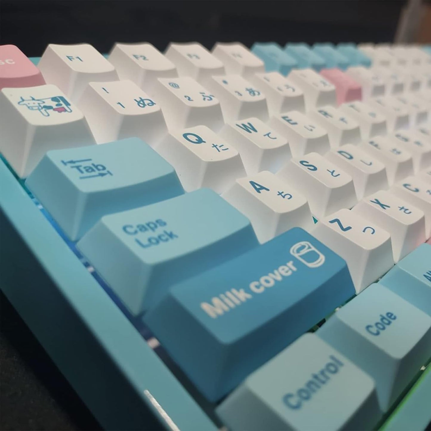 Hyekit 140 Key PBT Dye-Sublimation Milk Keycaps - Cherry Profile Cute Keycaps for 61/87/104/108/84/64/98/96 Mechanical Keyboard