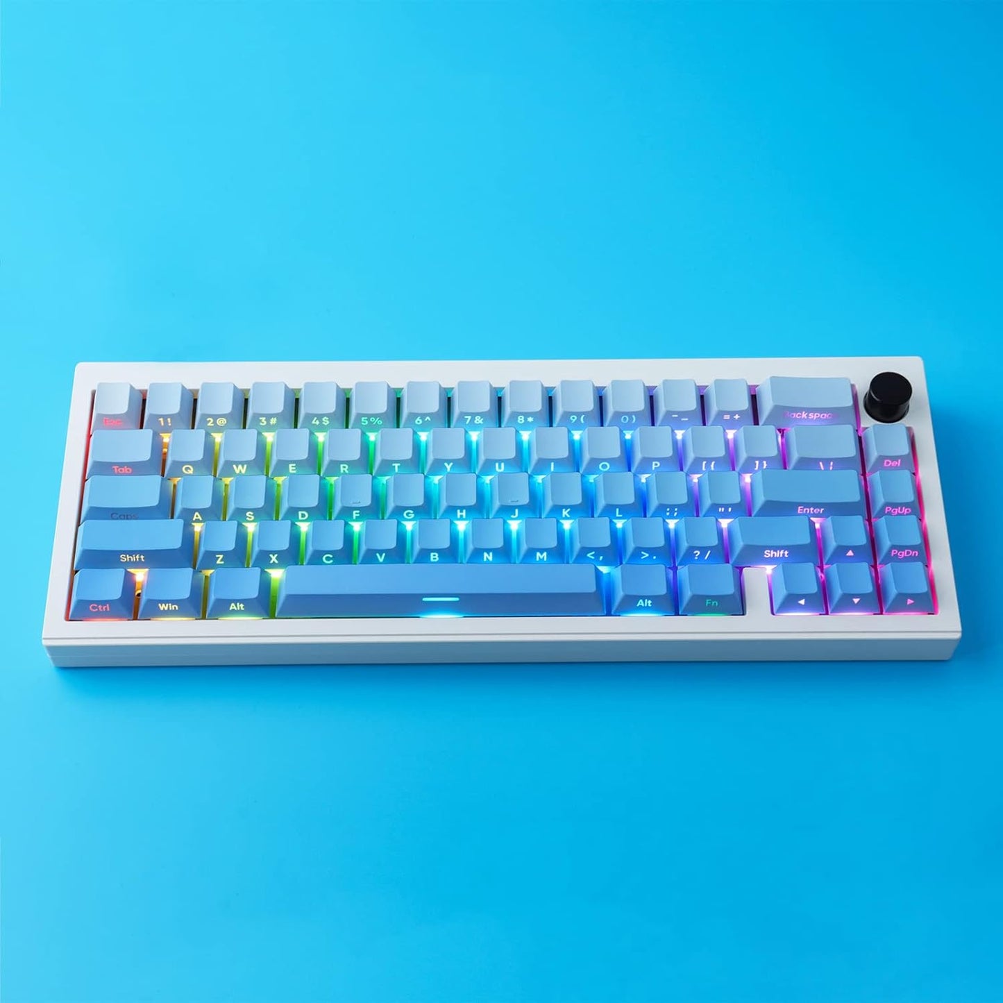 PBT Gradient Blue Keycaps - Side Engraving, Double Shot Shine Through, Cherry Profile, 135 Keys, Five Side DYE-Sub, Minimalist Style Custom Keycaps