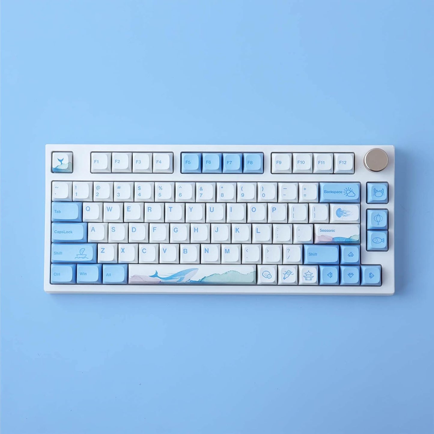 Hyekit PBT Melody of The Sea Keycaps - 137 Keys, Dye-Sublimation, Cute Design, XDA Profile for Cherry/Gateron MX Switches Mechanical Keyboards