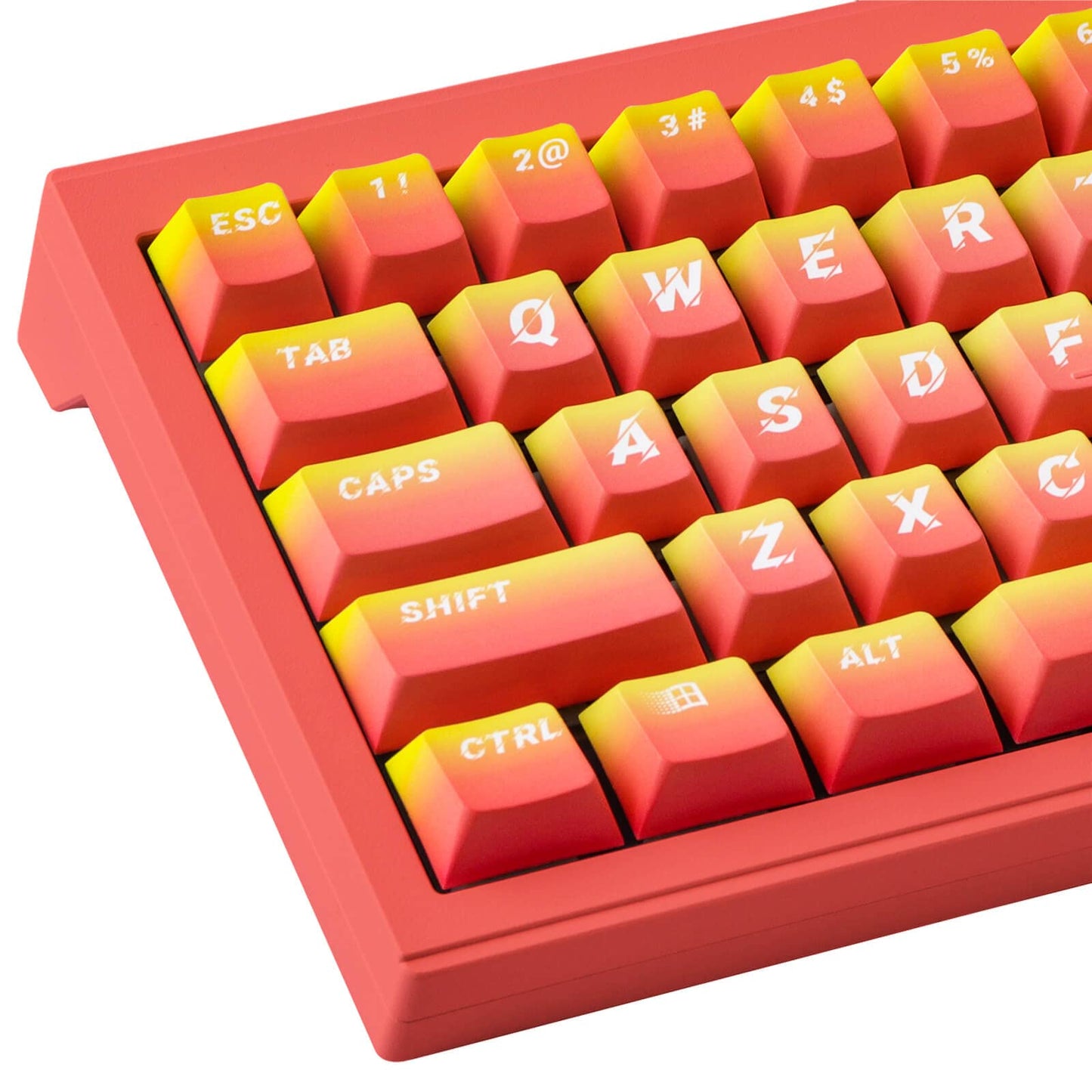 PBT Gradient Blue Keycaps - Side Engraving, Double Shot Shine Through, Cherry Profile, 135 Keys, Five Side DYE-Sub, Minimalist Style Custom Keycaps