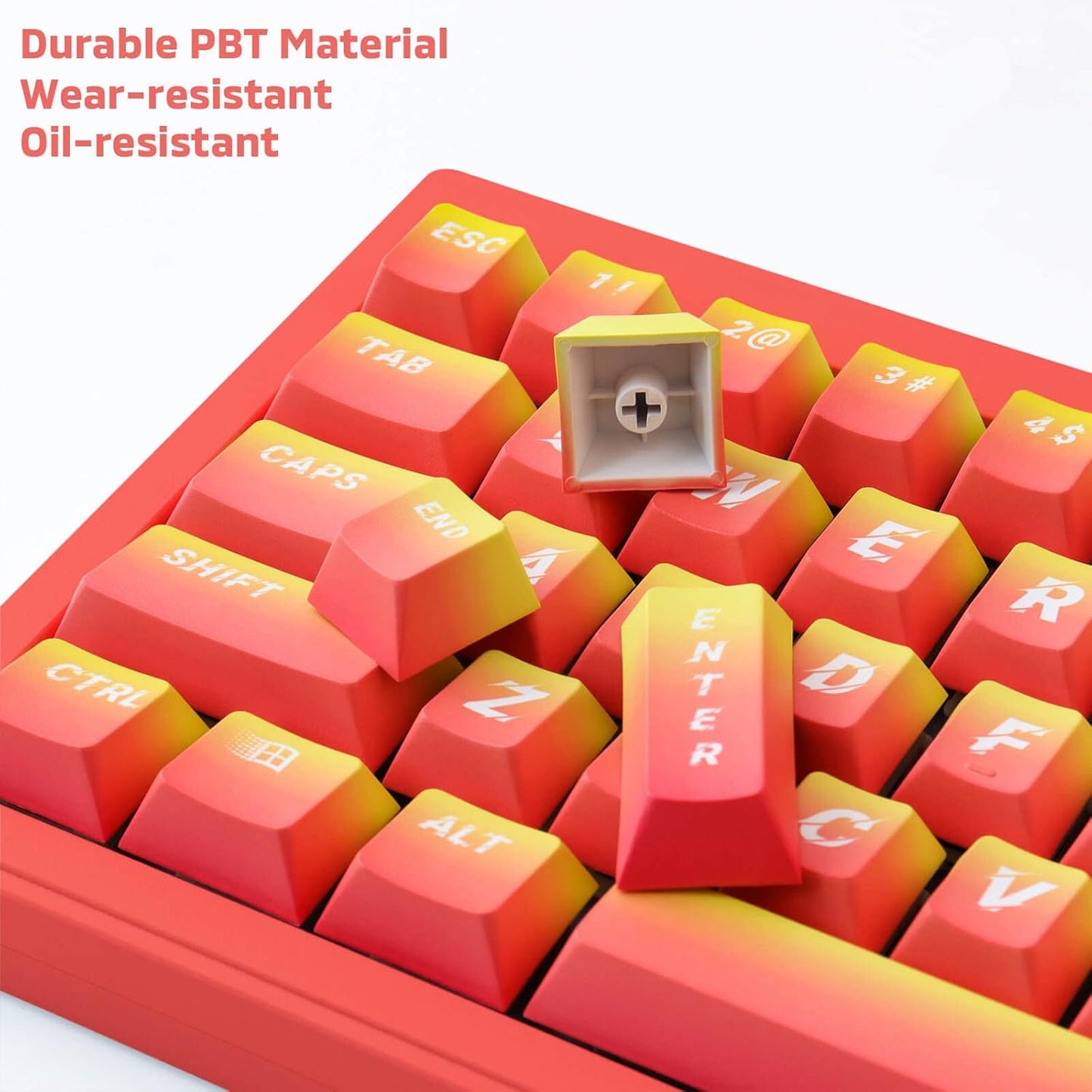 Hyekit PBT Keycaps 133 Keys Flame Gradient Cherry Profile Dye-Sublimation Custom Set With 6.25U 7U Spacebar for Cherry Gateron MX Switches Mechanical Keyboard US/UK Layouts