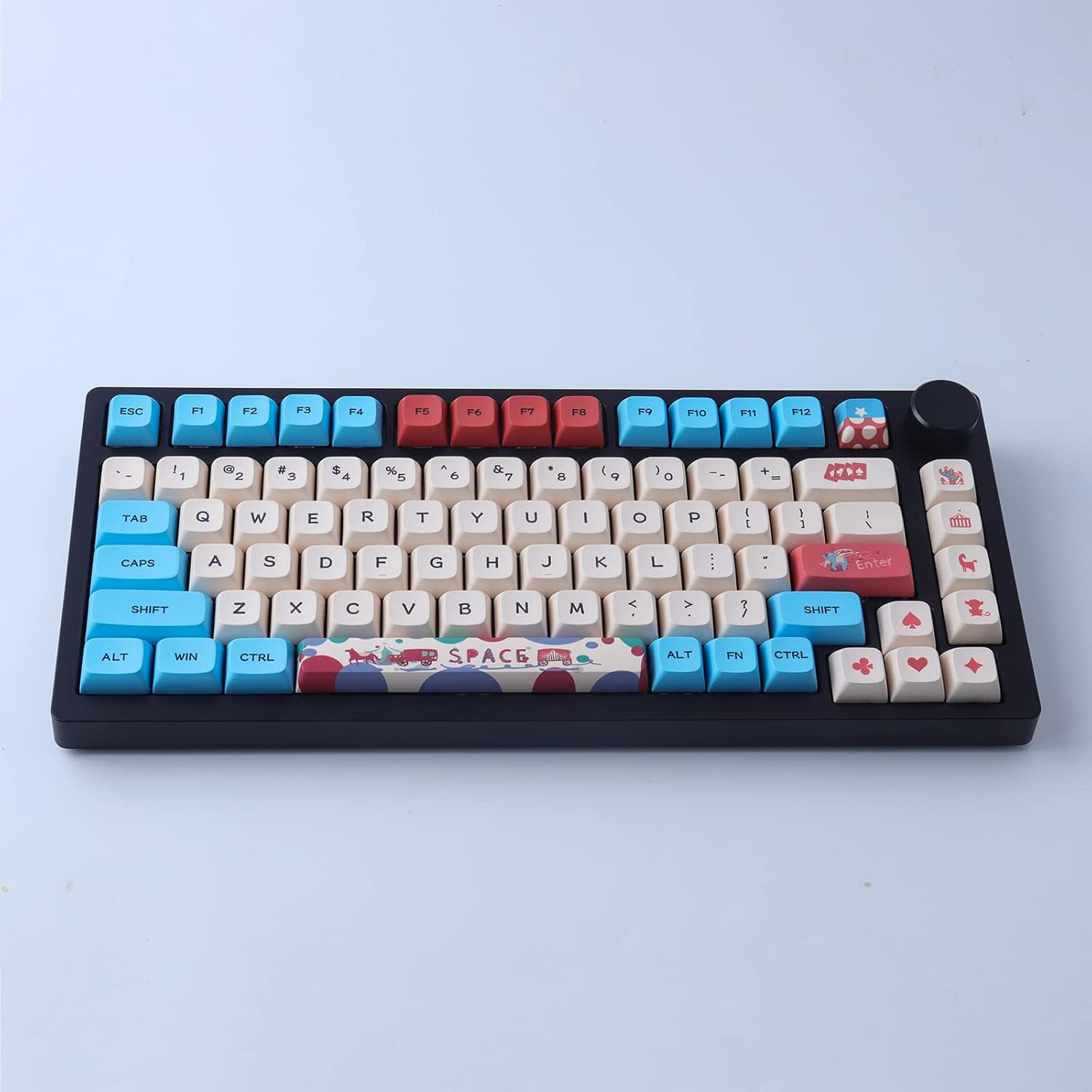 Hyekit PBT Keycaps 130 Keys Circus Keycaps Dye-Sublimation Cute Keycaps XDA Profile Custom Keycaps for Cherry Gateron MX Switches Mechanical Keyboards