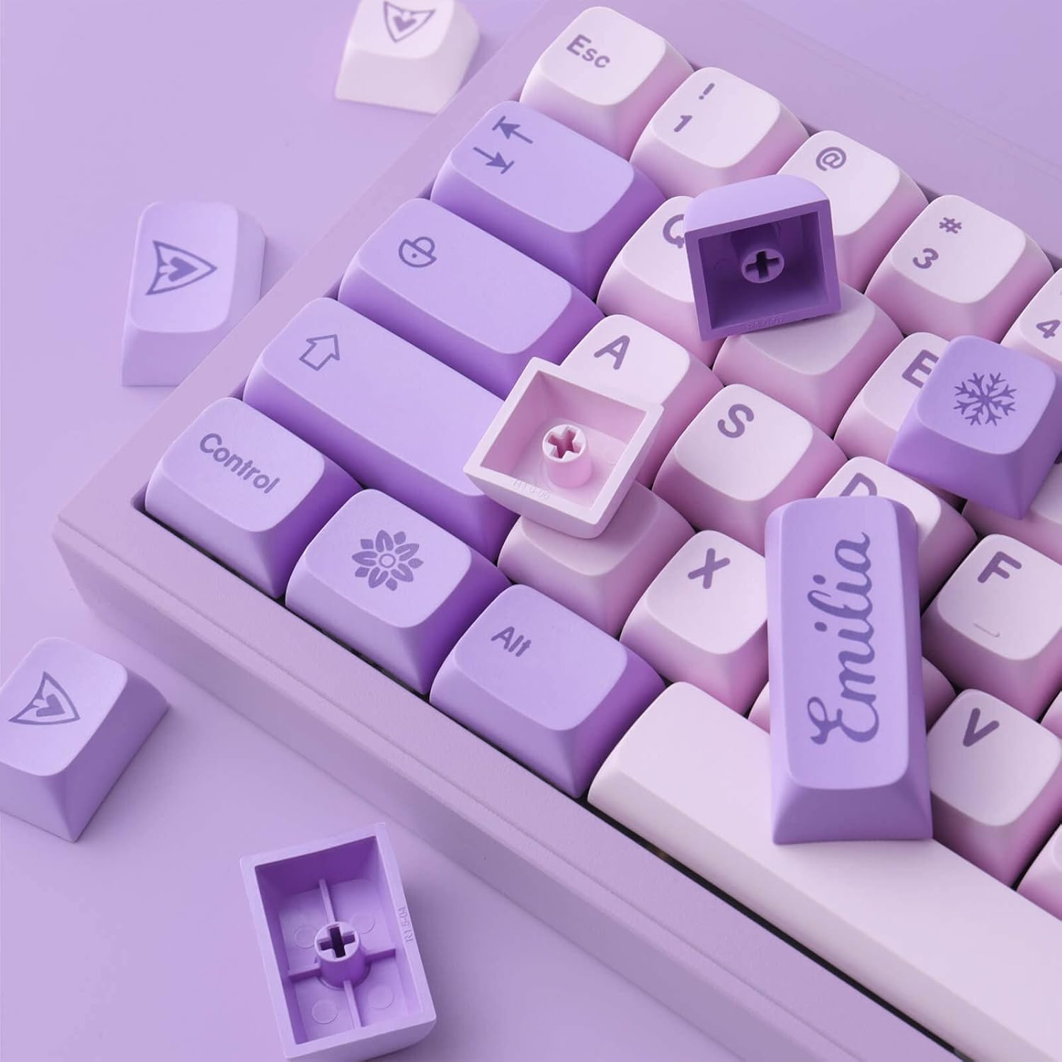 Hyekit PBT Keycaps, 132 Keycaps Dye-Sublimation Cherry Profile Botanical Keycap for Cherry MX Mechanical Keyboards (Witch Emilia)