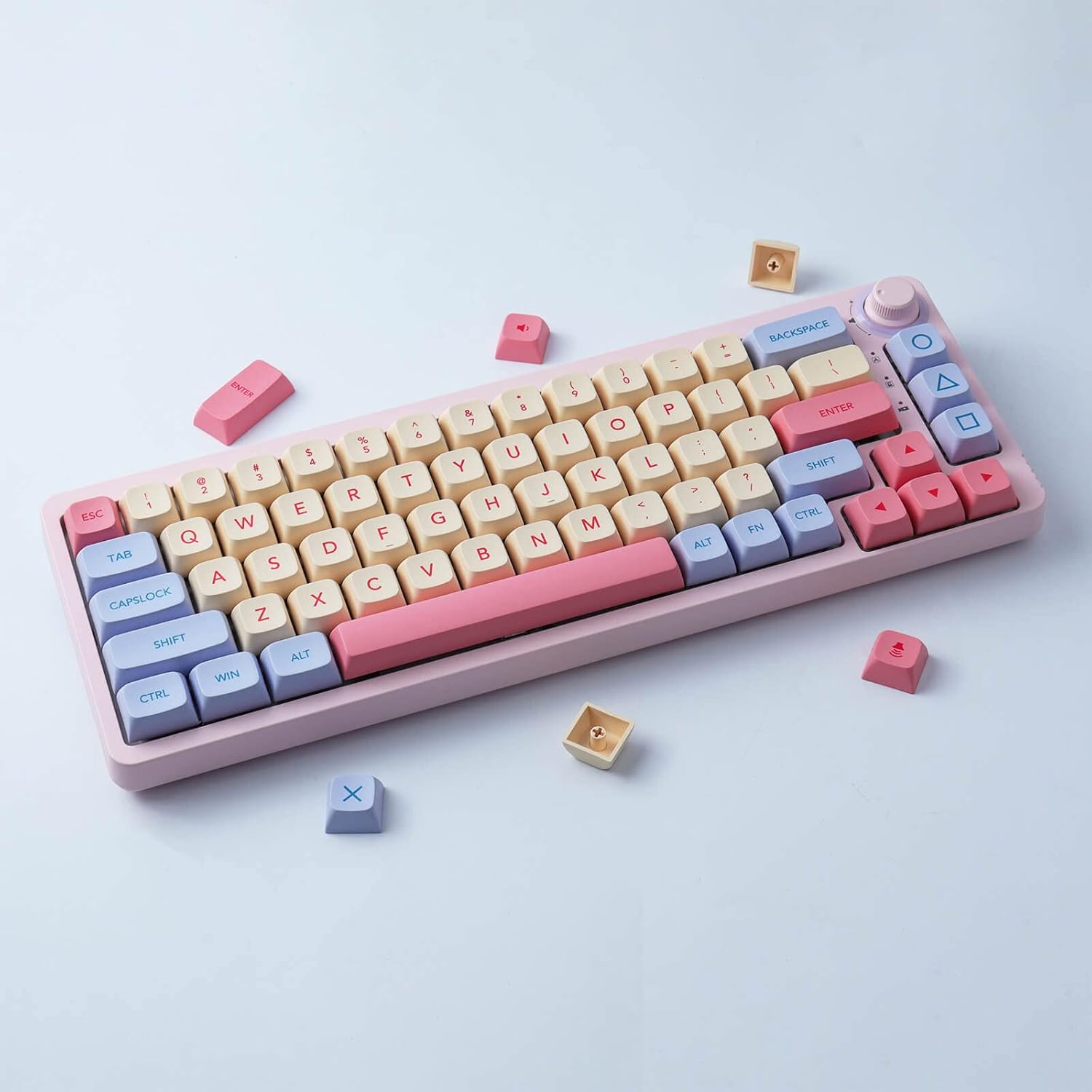 Hyekit Marshmallow Keycaps - 132 Keys, Dye-Sublimation, Cute Design, XDA Profile, Cherry Gateron MX Switch Compatible