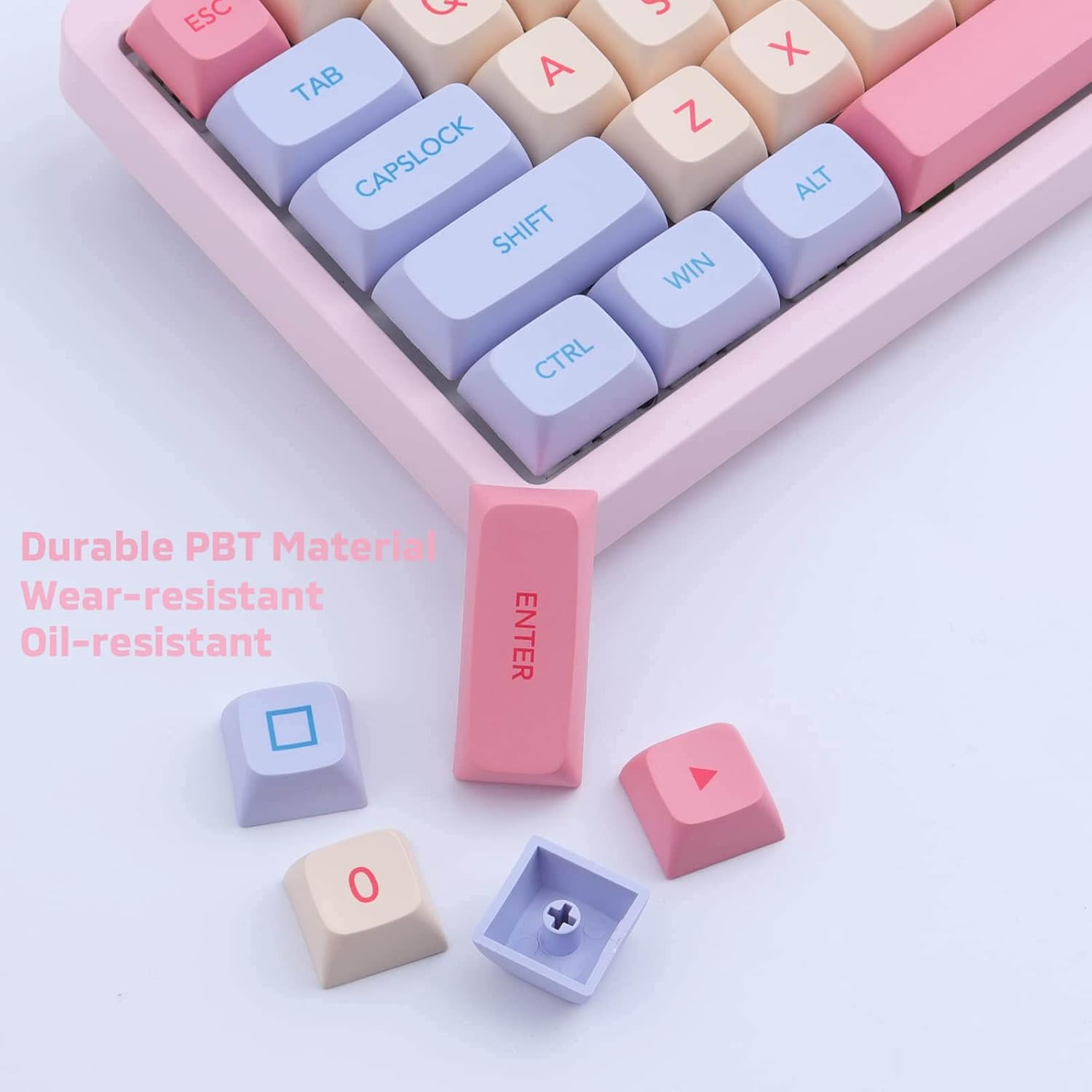 Hyekit Marshmallow Keycaps - 132 Keys, Dye-Sublimation, Cute Design, XDA Profile, Cherry Gateron MX Switch Compatible