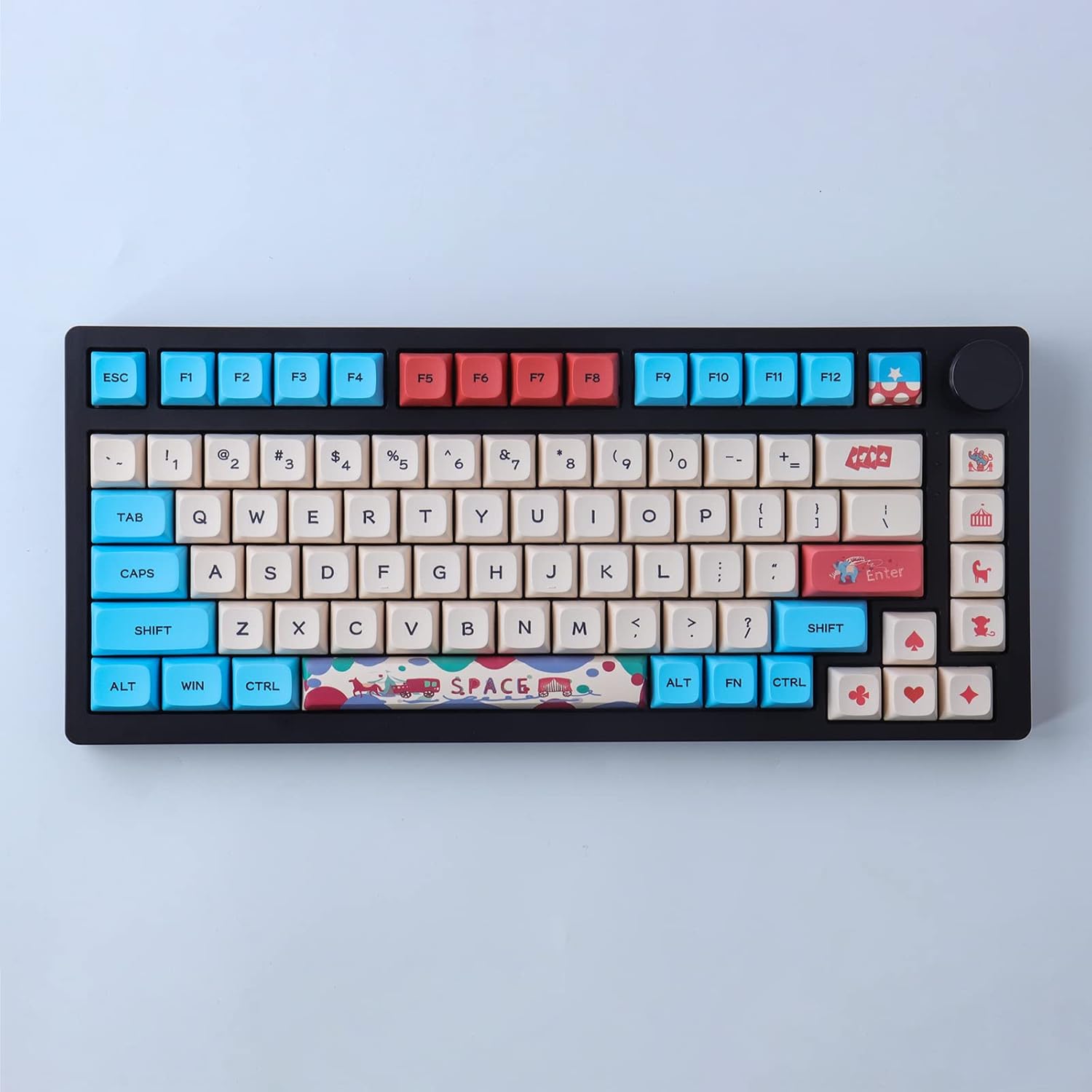 Hyekit PBT Keycaps 130 Keys Circus Keycaps Dye-Sublimation Cute Keycaps XDA Profile Custom Keycaps for Cherry Gateron MX Switches Mechanical Keyboards