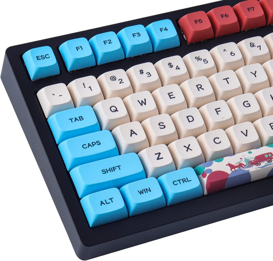 Hyekit PBT Keycaps 130 Keys Circus Keycaps Dye-Sublimation Cute Keycaps XDA Profile Custom Keycaps for Cherry Gateron MX Switches Mechanical Keyboards