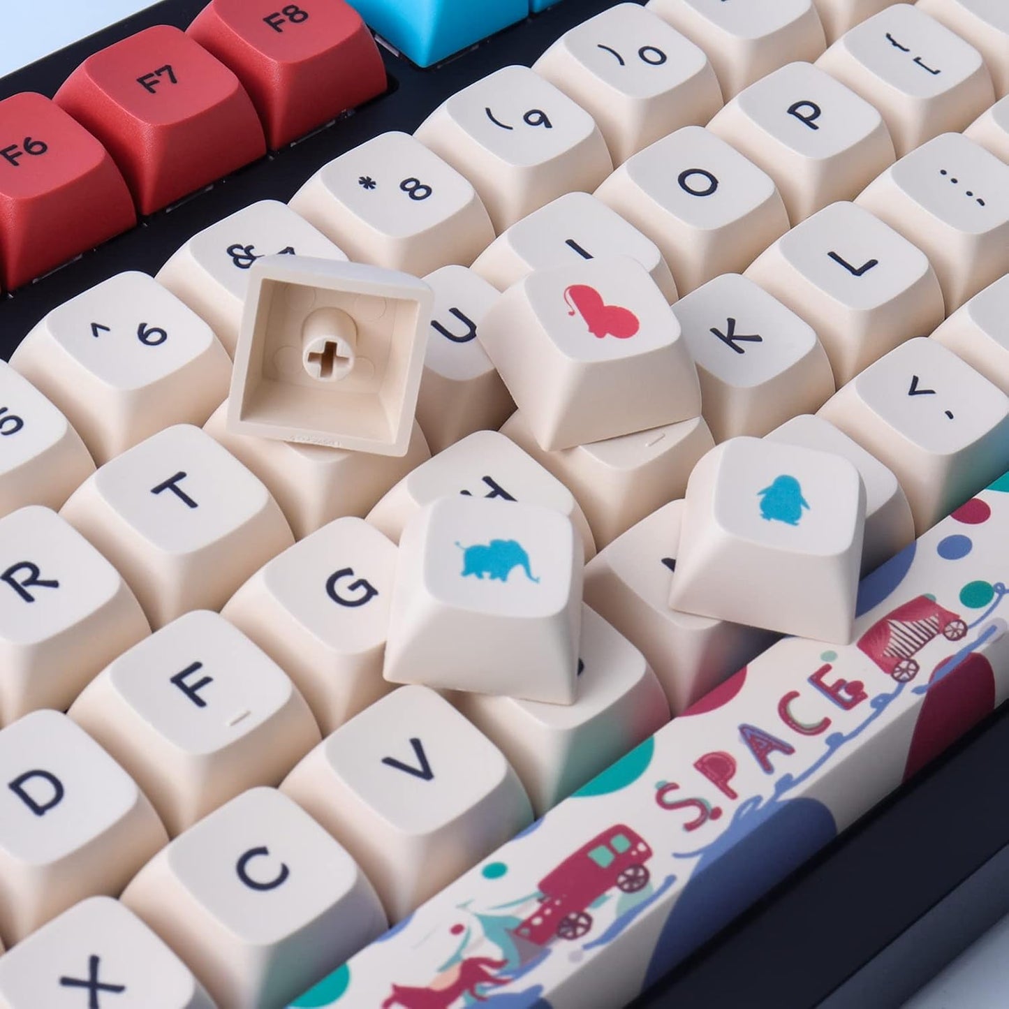 Hyekit PBT Keycaps 130 Keys Circus Keycaps Dye-Sublimation Cute Keycaps XDA Profile Custom Keycaps for Cherry Gateron MX Switches Mechanical Keyboards