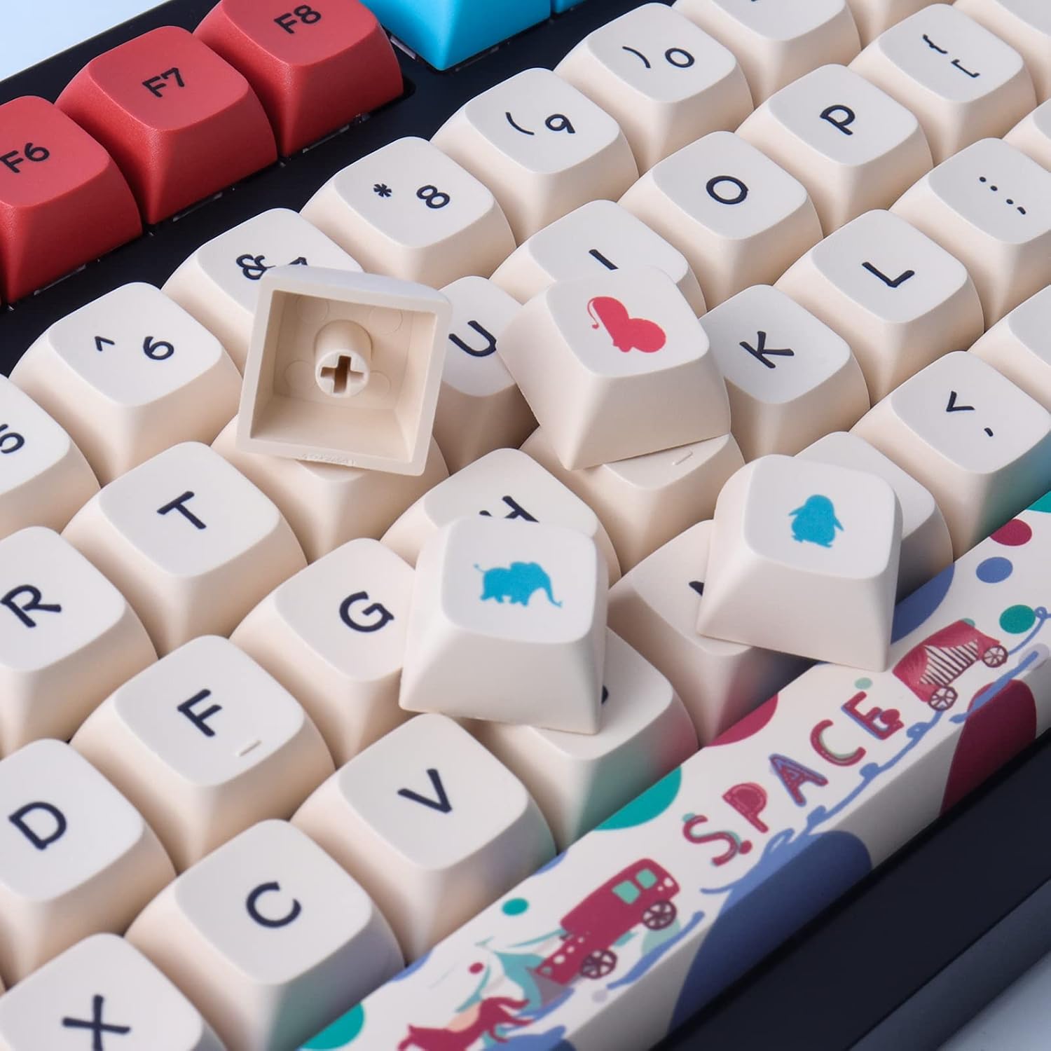 Hyekit PBT Keycaps 130 Keys Circus Keycaps Dye-Sublimation Cute Keycaps XDA Profile Custom Keycaps for Cherry Gateron MX Switches Mechanical Keyboards