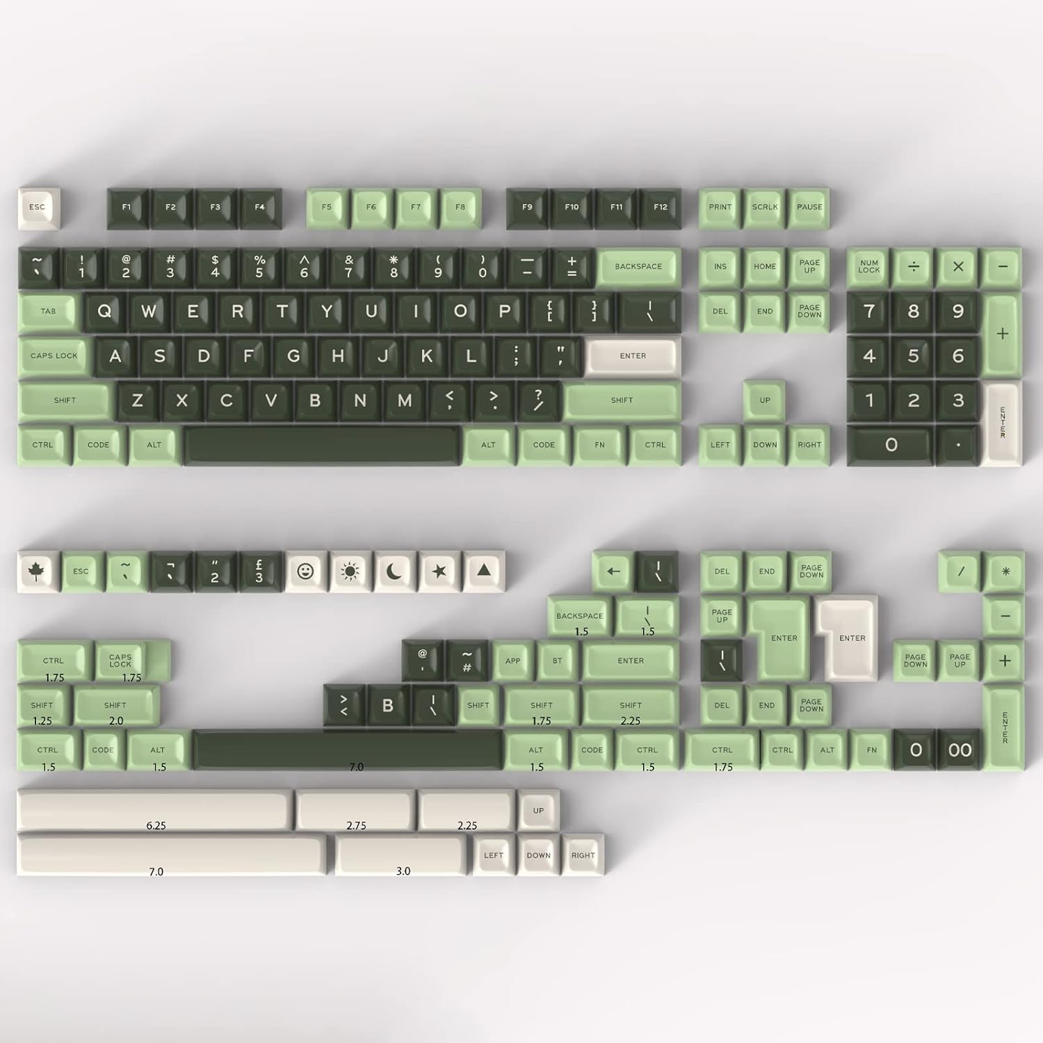 Hyekit SA Keycaps, 173 Keys Doubleshot ABS Keycaps Full Key Set for Cherry Gateron MX Switches Mechanical Keyboards, US/UK Layouts with 6.25u, 7u Spacebar (Salon)