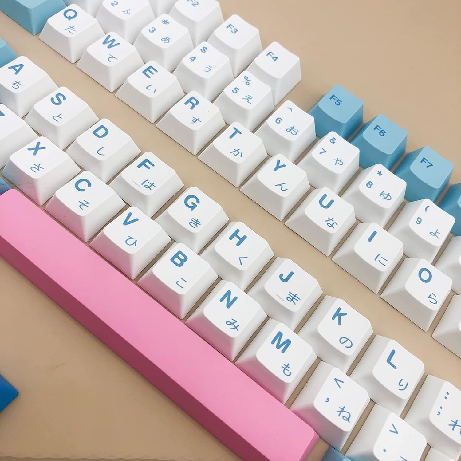Hyekit 140 Key PBT Dye-Sublimation Milk Keycaps - Cherry Profile Cute Keycaps for 61/87/104/108/84/64/98/96 Mechanical Keyboard
