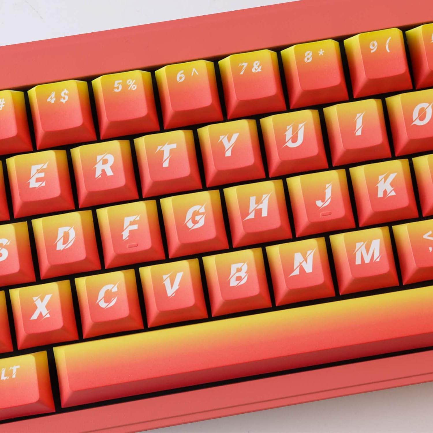 Hyekit PBT Keycaps 133 Keys Flame Gradient Cherry Profile Dye-Sublimation Custom Set With 6.25U 7U Spacebar for Cherry Gateron MX Switches Mechanical Keyboard US/UK Layouts