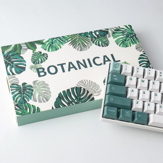 PBT Keycaps 100 Keys Botanical Garden Dye-Sublimation Cherry Profile US/ISO Layout Custom Keycaps for 61/64/68/75/87 Mechanical Gaming Keyboard