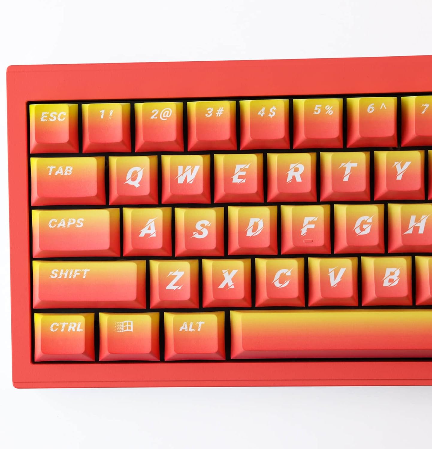 Hyekit PBT Keycaps 133 Keys Flame Gradient Cherry Profile Dye-Sublimation Custom Set With 6.25U 7U Spacebar for Cherry Gateron MX Switches Mechanical Keyboard US/UK Layouts