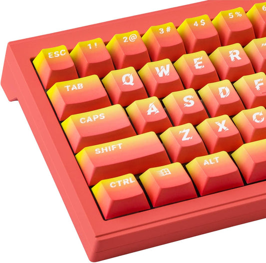 Hyekit PBT Keycaps 133 Keys Flame Gradient Cherry Profile Dye-Sublimation Custom Set With 6.25U 7U Spacebar for Cherry Gateron MX Switches Mechanical Keyboard US/UK Layouts